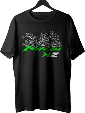Generic Biker T-Shirt for Ninja H2 & H2R (2015-2025) Fans, 100% Cotton, Classic Fit, Motorcycle-Inspired Design, Black - H2 2015-2025, Large