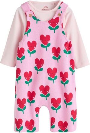 Next Flower Heart Overalls & Bodysuit Set in Pink at Nordstrom, Size 12-18M