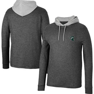Colosseum Mens Colosseum Black Michigan State Spartans Ballot Waffle-Knit Thermal Long Sleeve Hoodie T-Shirt at Nordstrom, Size Small