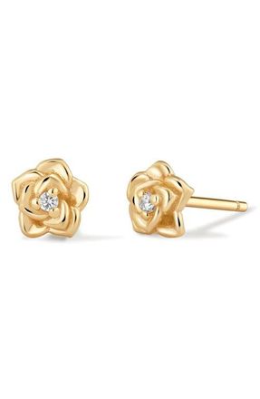 Made by Mary Cubic Zirconia Birthstone Flower Stud Earrings in Gold June at Nordstrom