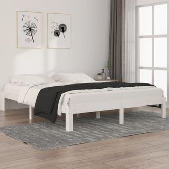 vidaXL Bed Frame without Mattress White Solid Wood Pine 160x200cm Vidaxl