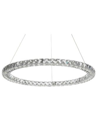Beliani Lampadario Rotondo Cristallo E Metallo Argento Con Led Integrati Magat