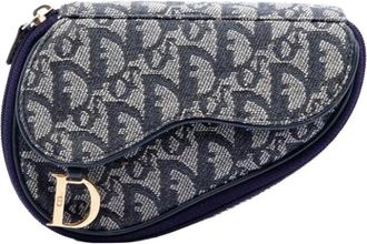 Dior Pre-owned Vintage Canvas Pouch - Dames - Vintage Accessoires - Blauw - ONE Size - Leer - Vintage