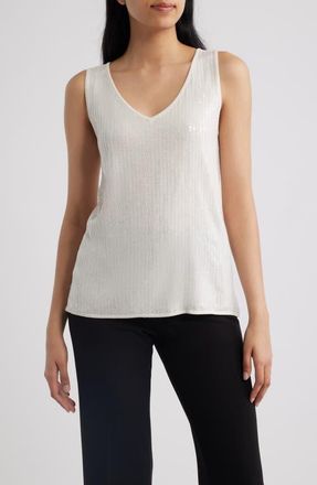 Anne Klein Double V-Neck Sweater Tank in White Dove at Nordstrom, Size X-Large