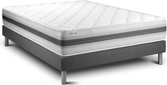 VITALIT Somier Gris + Colch&oacute;n Con Espuma Viscoel&aacute;stica 130 X 200