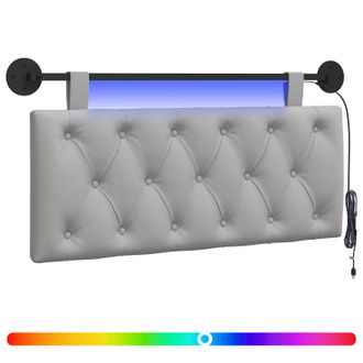 vidaXL Cabecero Colgante Con Luz Led Gris Nube Tela Vidaxl