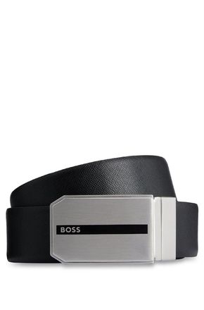 HUGO BOSS Mens Accessories Ginn Italian Leather Reversible Belt in Black - One Size