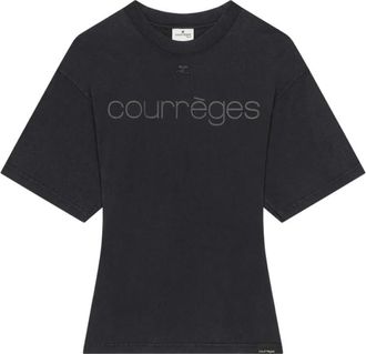 Courr&egrave;ges T-shirt - Dames - T-shirts - Zwart - S - Katoen - Tops