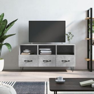 Berkfield Home TV Cabinet Concrete Grey 102x36x50 cm Engineered Wood | Size: 102 x 36 x 50 cm