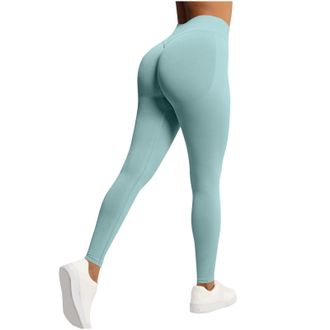 Generic Seamless Scrunch Bums Leggings Solid Color Gym Butt Lifting High Waist Leggings Buttery Soft Workout Trouses for Women Push Up Yoga Pants Exercise Run