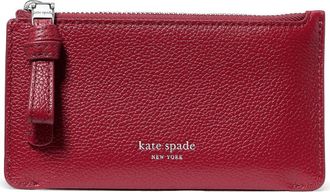 Kate Spade New York loop pebbled leather card case in Red Jam at Nordstrom