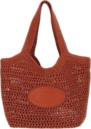 Tod's Orange Logo Medium Tote