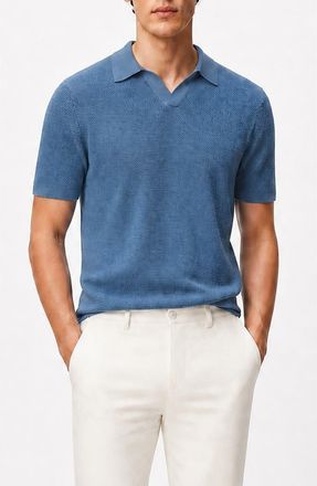 Onia Johnny Collar Cotton Textured Knit Polo in Marina at Nordstrom Rack, Size X-Large