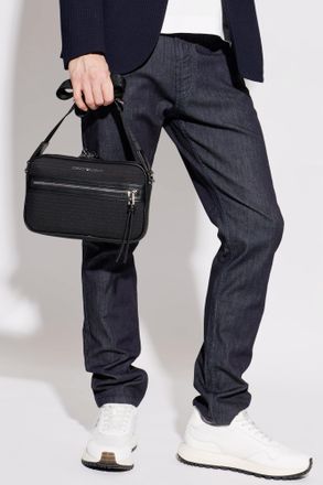 Emporio Armani Shoulder Bag With Monogram, Mens, Black