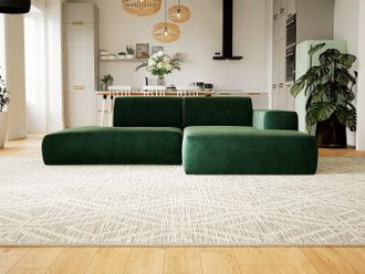 MYCS Ecksofa Samt Tannengrün - Flexible Designer-Polsterecke, L-Form: Beste Qualität, einzigartiges Design - 245 x 72 x 168 cm, konfigurierbar