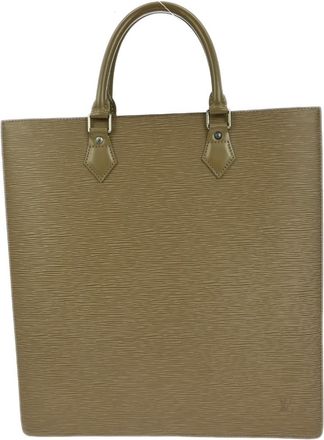 Louis Vuitton Sac Plat Bag Epi Leather Gray Leather Handbag (Pre-Owned)