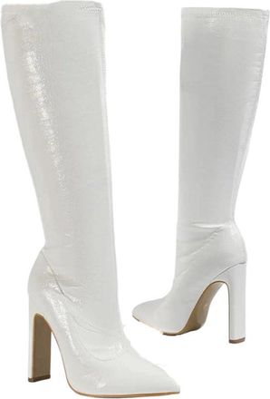 Generic Women Knee High Motorcycle Boots Pointed Toe Square Heel Long Zipper Soft Pu Leather Winter Boot