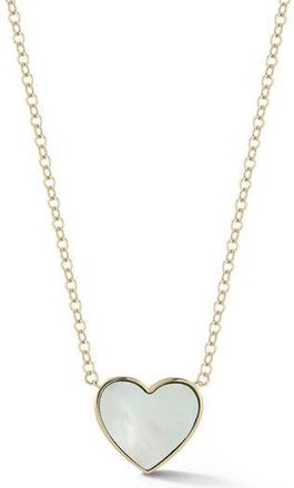 Ember Fine Jewelry 14K Gold Mother of Pearl Heart Pendant Necklace in Gold/White at Nordstrom Rack