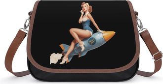Generic WWII Pin Up Small Womens Crossbody Bags Shoulder Handbag with Adjustable Strap for Travel