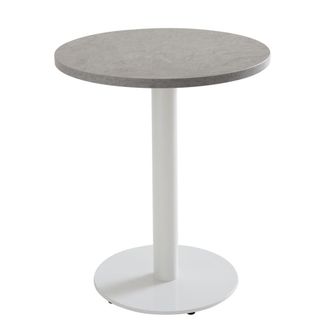Oviala Mesa de comedor 60cm pie blanco y revestimiento de hormig&oacute;n gris claro