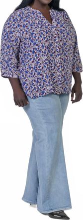 NYDJ Pintuck Button Down Blouse - Plus In Charlottes Cove