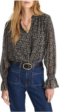 Madewell Lizzy Top - Sheer Poly Ggt Womens Clothing Jet Black : XL (Womens 14-16), Polyester