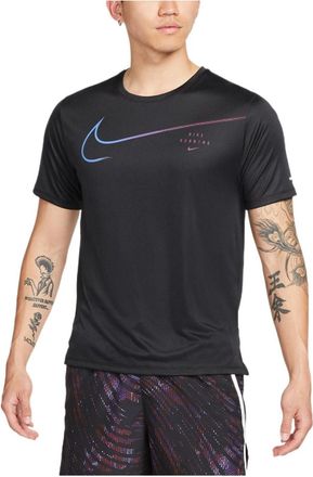 Nike Mens Nike Large Logo Sports Training Breathable Quick Dry Round Neck Short Sleeve Black T-Shirt DM4812-010