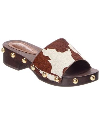 Schutz Shayla Beads Low Block Haircalf Sandal