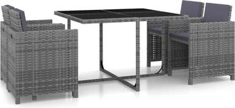 vidaXL Vidaxl - Set de comedor de jardín 5 pzas y cojines ratán sintético gris
