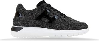Hogan Glitter Leren Veterschoenen Vrouwen - Dames - Sneakers - Zwart - 35 EU - Leer - Schoenen