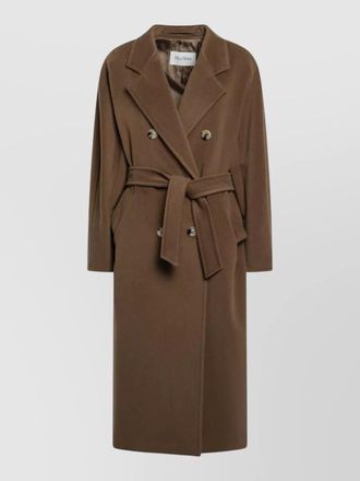 Max Mara long jacket belted waist button detailing