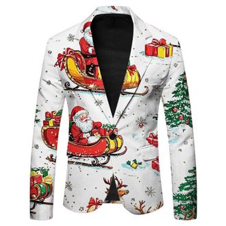Generic Mens Christmas Blazer - Festive Holiday Light Up X-Mas Jacket Funny Christmas Costume Slim Fit Suit Jacket Party Lapel Blazer Jacket Men Christmas Fes