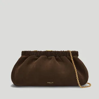 DeMellier The Miami Clutch in Mocha Suede & Mocha Smooth Leather Clutch