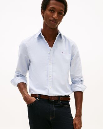 Tommy Hilfiger Mens Heritage Oxford Stripe Shirt in White Cotton - Size X-Large