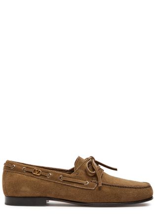 Valentino Garavani Vlogo Suede Loafers - Brown - 44 (IT44 / UK10)