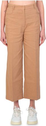 Pinko Loose Twill Broek - Dames - Vrijetijds broeken - Beige - XS - Broeken