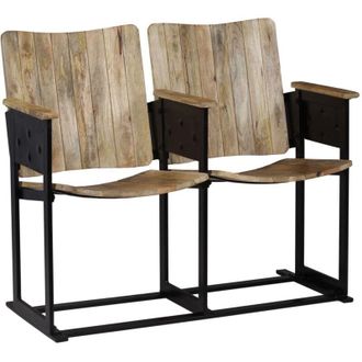 vidaXL Vidaxl - Panca a 2 Posti in Legno Massello di Mango e Acciaio