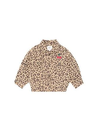 Huxbaby Very Cherry Leopard Print Denim Jacket in Animal at Nordstrom, Size 6-12M Au