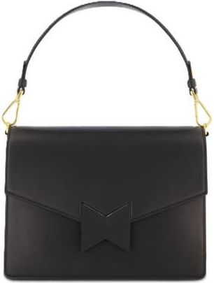 Mac Duggal Classic Leather Medium Size Shoulder Bag in Black at Nordstrom