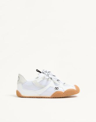 Valentino Garavani Sneaker Amphibia In Vitello Gommato E Crosta Donna BIANCO 36.5