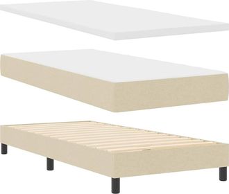 vidaXL Vidaxl Letto A Molle Con Testiera Crema 80 X 200 Cm Tessuto