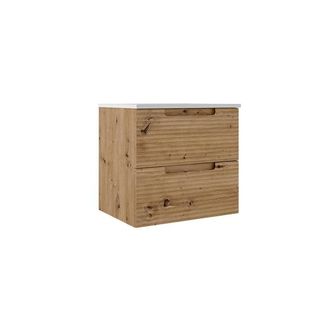 Saniclass Prime Balance Wastafelonderkast - 60x55x44.9cm - 2 lades - Geintegreerde greep - MDF - Rustiek Eiken