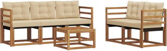 vidaXL Conjunto De Sof&aacute;s De Exterior 6 Uds. Natural Y Beige Vidaxl