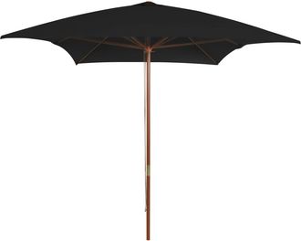 vidaXL Sombrilla De Jard&iacute;n Con Palo De Madera Negro 200x300 Cm Vidaxl