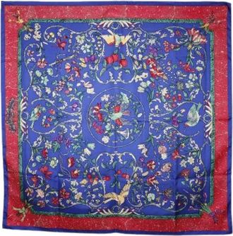 Herm&egrave;s Pre-owned Scarves, female, Blue, Size: ONE SIZE Pre-owned Silk Scarf