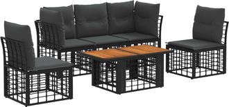 vidaXL Conjunto De Sof&aacute;s De Jard&iacute;n 6 Uds. Negro Y Gris Oscuro Vidaxl