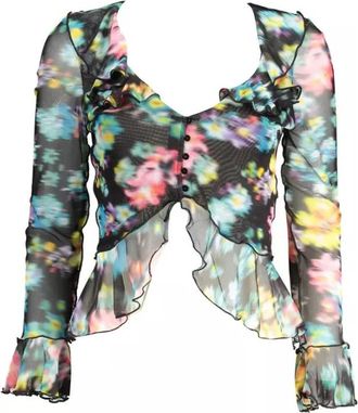 Desigual Chique V-hals Longsleeve T-shirt - Dames - Blouses - Veelkleurig - L - Polyester - Overhemden