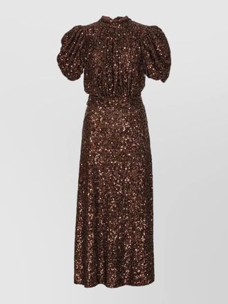 Rotate sequin midi dress crew neck waistband
