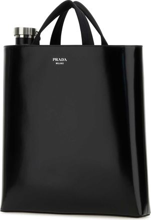Prada Mens Calfskin Leather Tote Black