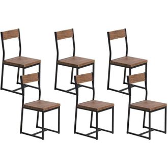 Beliani Set 6 Sedie da Giardino in mdf Colore Legno Scuro e Cuscino di Seduta Laredo